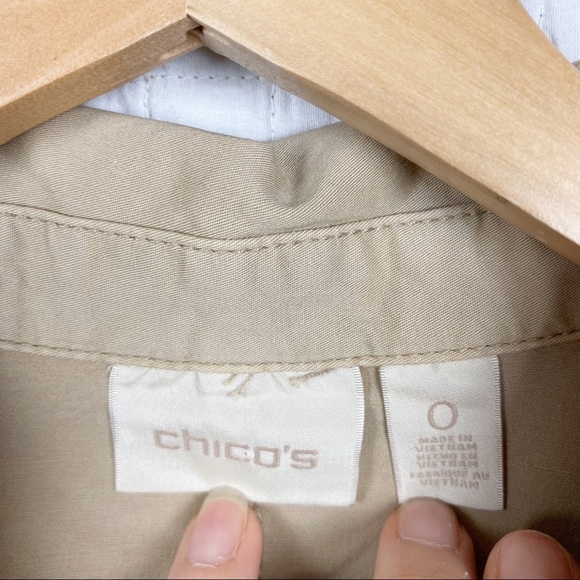 Chico’s Tan w/ White Appliqué Button-Up Jacket XS - Picture 7 of 8